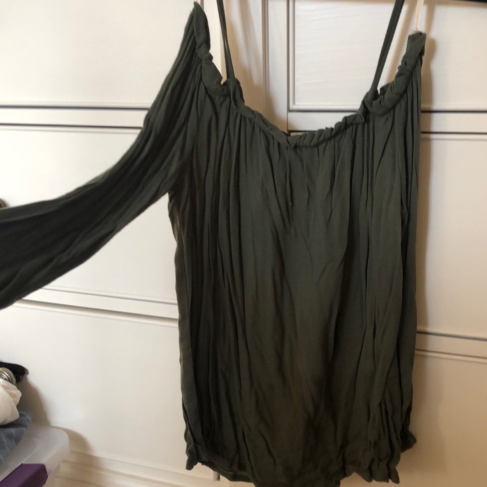 forever 21 green off the shoulder top with straps